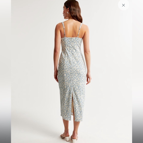 Abercrombie Stretch Column Midi Dress in White Floral - Picture 5 of 5